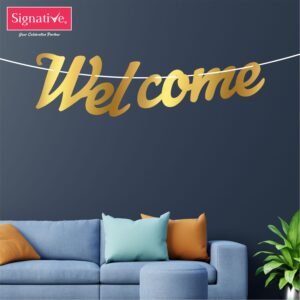 Cursive Welcome Banner Gold