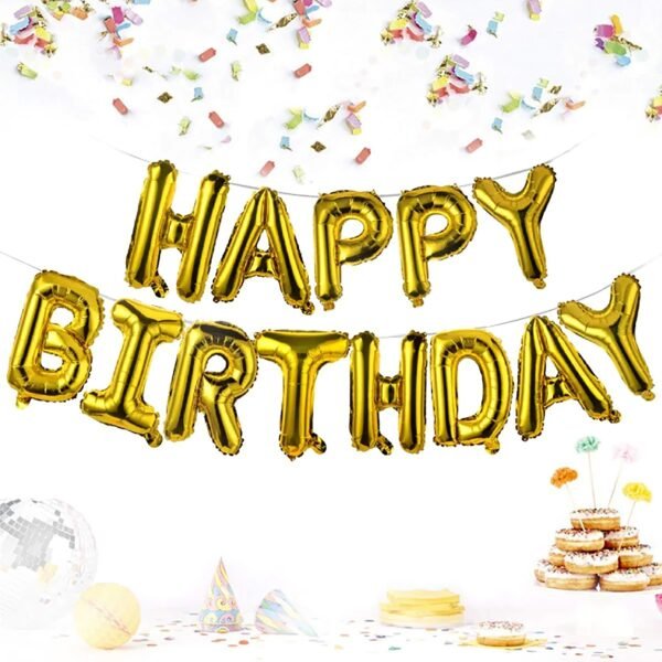 Happy Birthday Gold Balloon Foil Banner