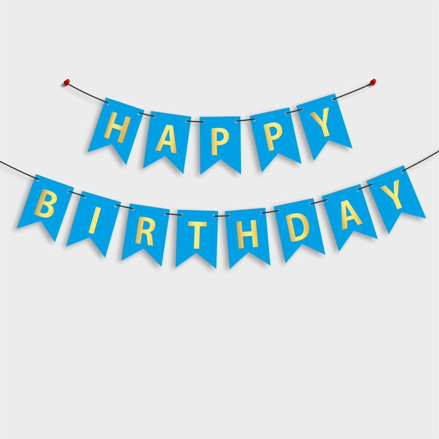 Sky Blue Happy Birthday Banner, Party Hanging Banner,